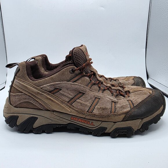 Merrell Boulder Mens Size 10 Brown Shoes Vibram Soles Camping Hiking Trails - Picture 12 of 13